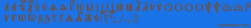 Шрифт Orthodox.TtUcs8CapsР Р°Р·СЂСЏРґРѕС‡РЅС‹Р№ – коричневые шрифты на синем фоне